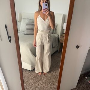 Lydelle Jumpsuit - cream and tan